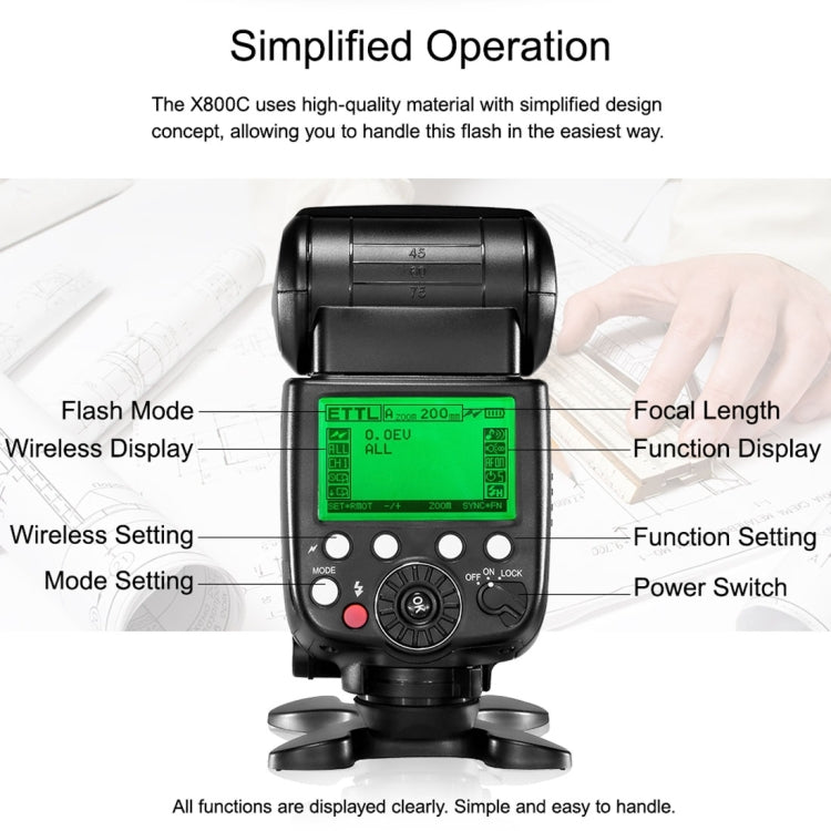 PIXEL X800C Standard ETTL / M / Mult Flash Light Speedlite for Canon Camera