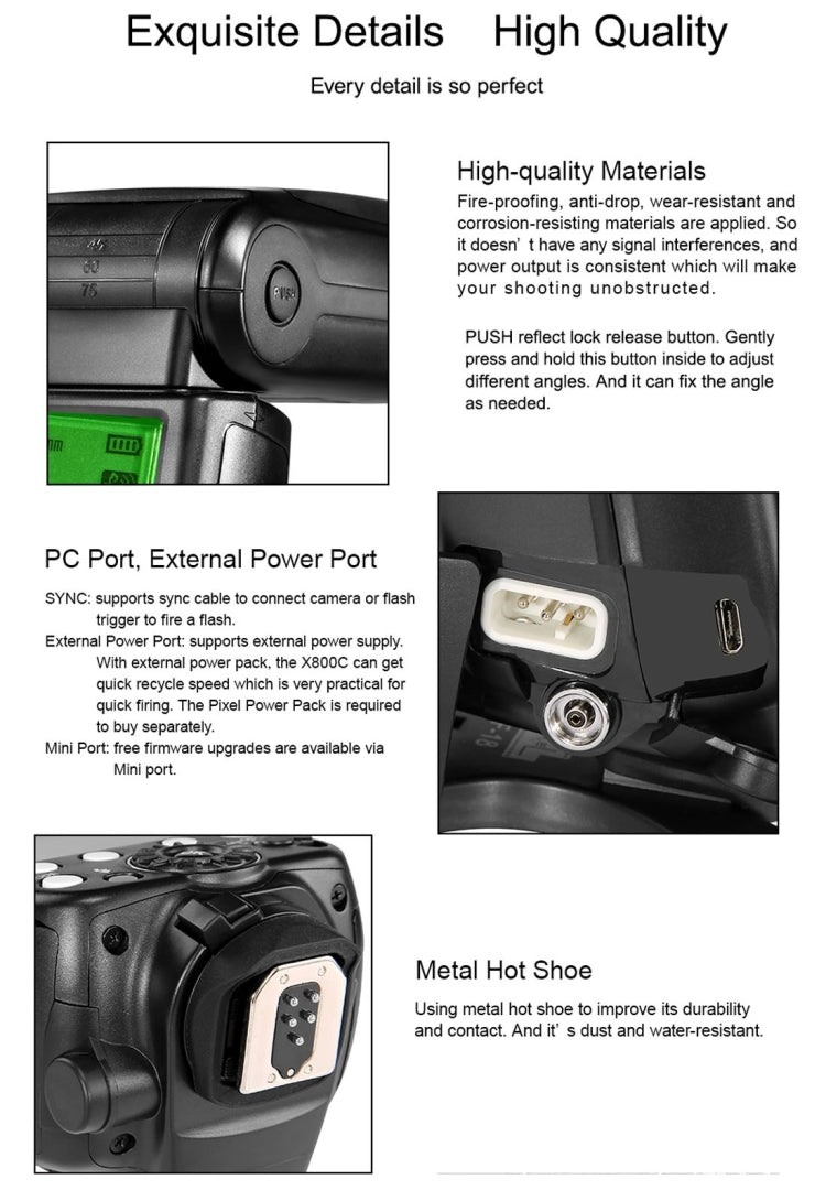 PIXEL X800C Standard ETTL / M / Mult Flash Light Speedlite for Canon Camera