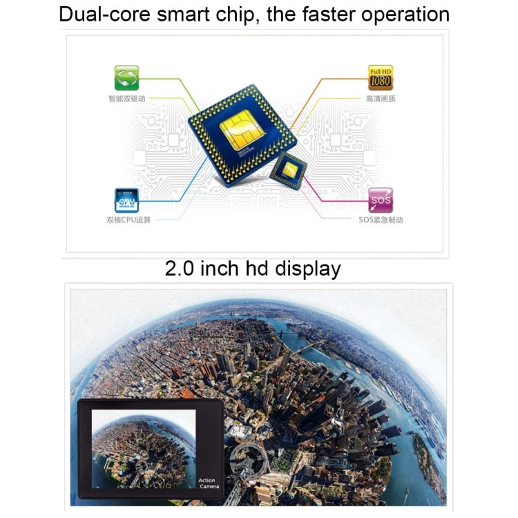 N9 1080P HDMI Waterproof Sport Action Camera Professional Portable 2.0 inch Screen 140 Degrees Wide Angle Lens Support WiFi Function, Water Resistant Depth: 30M