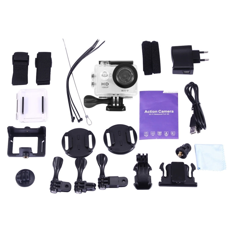 N9 1080P HDMI Waterproof Sport Action Camera Professional Portable 2.0 inch Screen 140 Degrees Wide Angle Lens Support WiFi Function, Water Resistant Depth: 30M