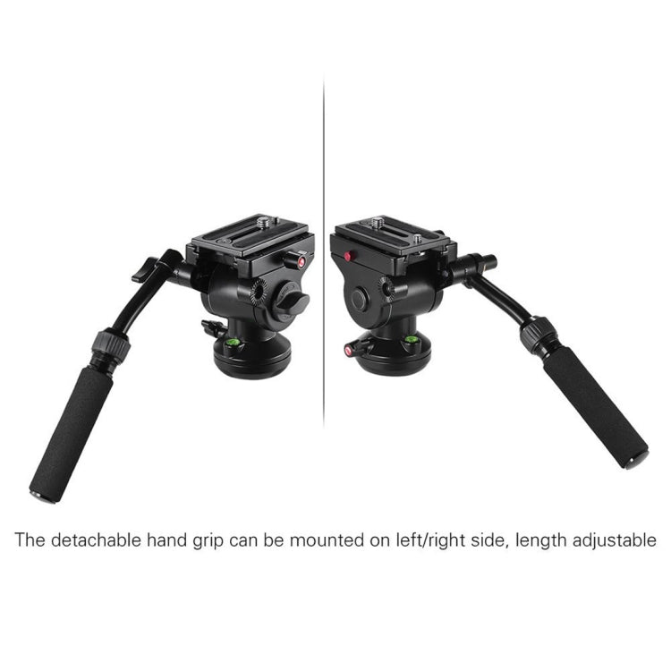 Aluminum Alloy Heavy Duty Video Camera Tripod Action Fluid Drag Head with Sliding Plate for DSLR & SLR Cameras(Black)