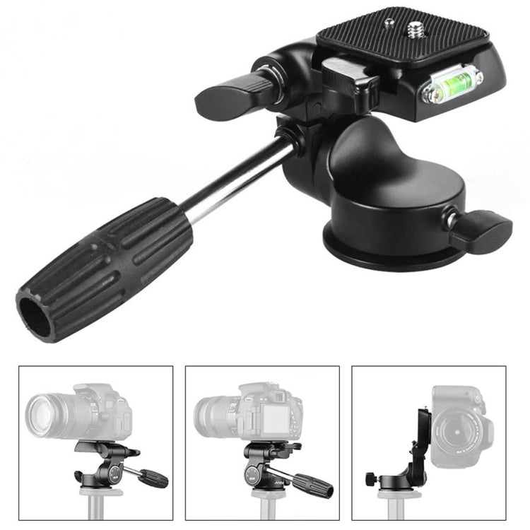 Aluminum Alloy Damping Three-Dimensional Tripod Action Fluid Drag Head with Quick Release Plate (Black)