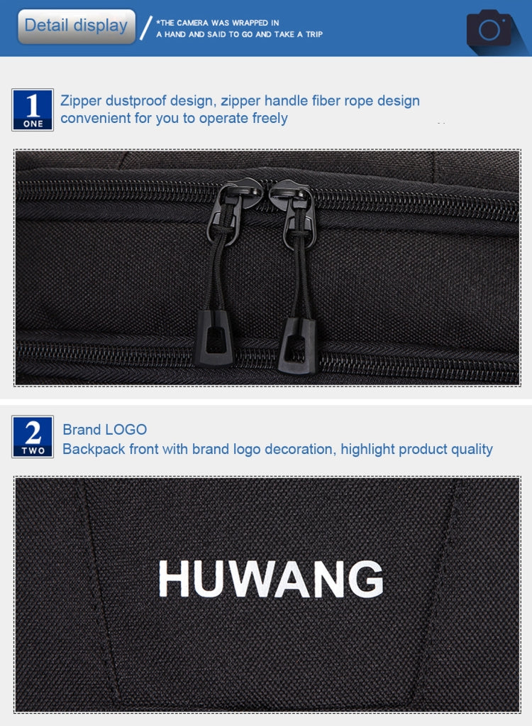 HUWANG Multi-functional Waterproof Dual Shoulder Backpack Padded Shockproof Camera Case Bag