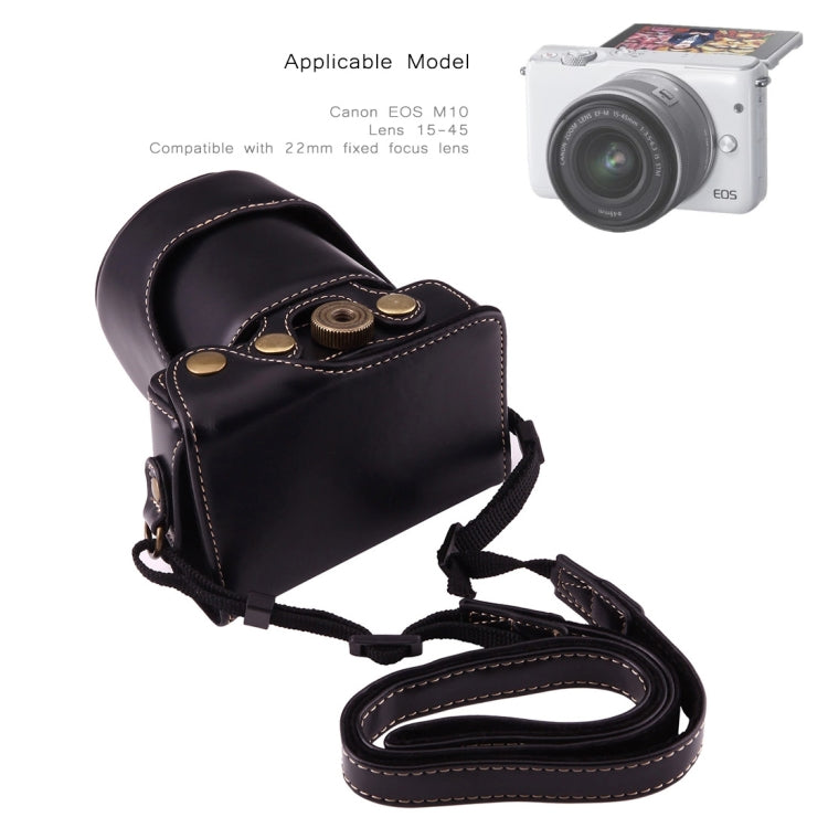 Full Body Camera PU Leather Case Bag with Strap for Canon EOS M10