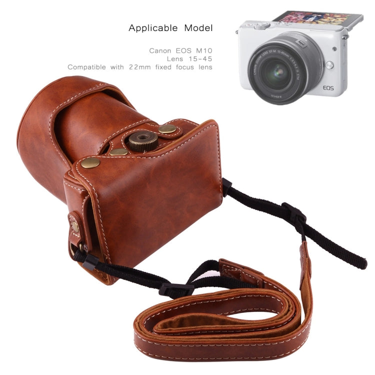 Full Body Camera PU Leather Case Bag with Strap for Canon EOS M10