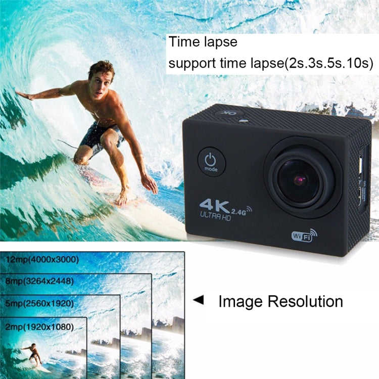 F60R 2.0 inch Screen 4K 170 Degrees Wide Angle WiFi Sport Action Camera Camcorder with Waterproof Housing Case & Remote Controller, Support 64GB Micro SD Card