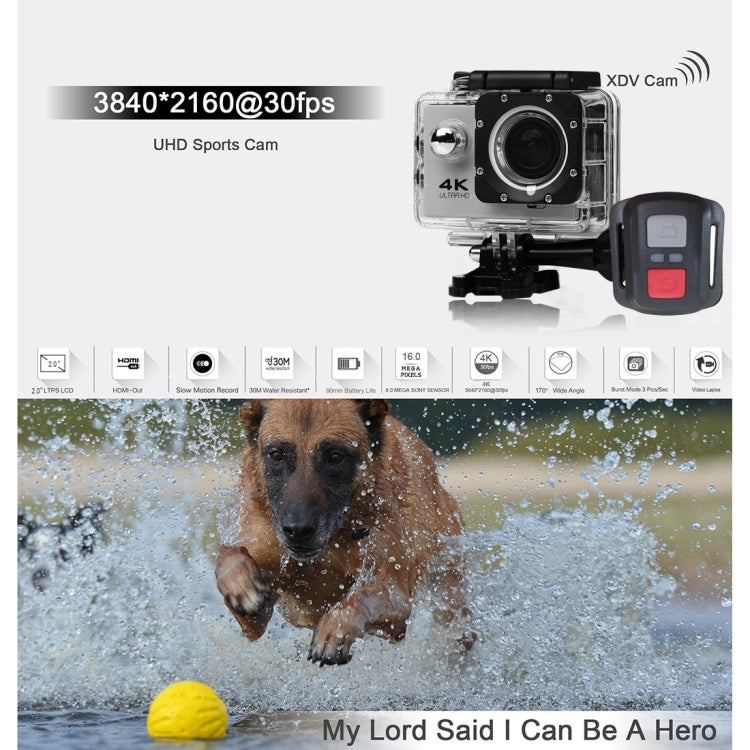 F60R 2.0 inch Screen 4K 170 Degrees Wide Angle WiFi Sport Action Camera Camcorder with Waterproof Housing Case & Remote Controller, Support 64GB Micro SD Card
