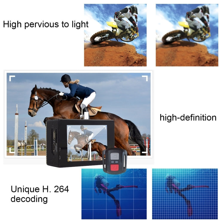 F60R 2.0 inch Screen 4K 170 Degrees Wide Angle WiFi Sport Action Camera Camcorder with Waterproof Housing Case & Remote Controller, Support 64GB Micro SD Card