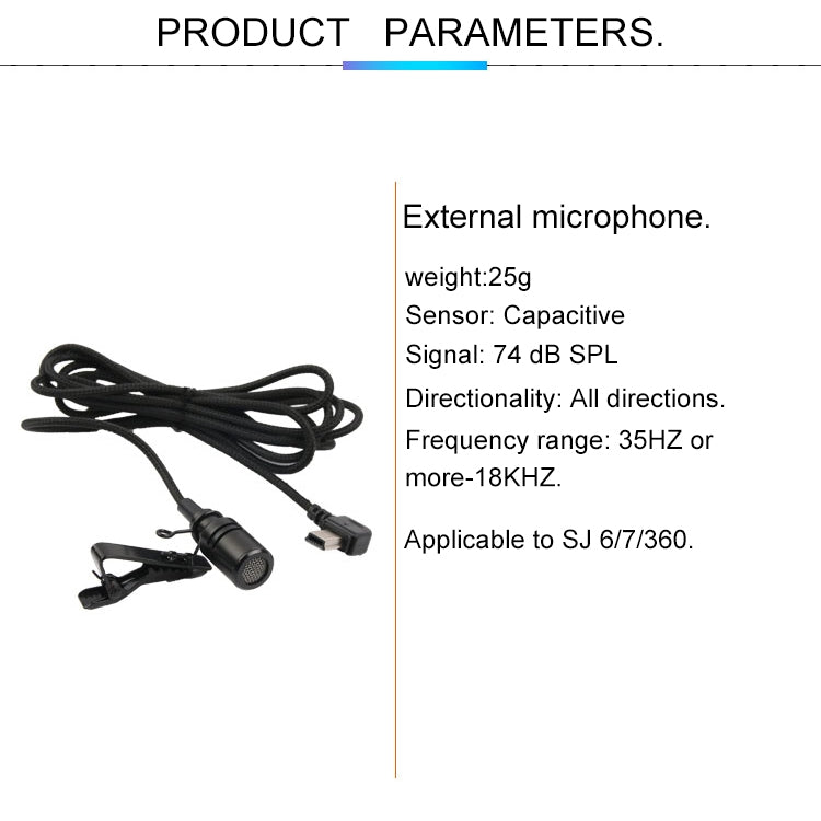 Condenser Microphone with Tie Clip for SJCAM SJ7 / SJ6 / SJ360