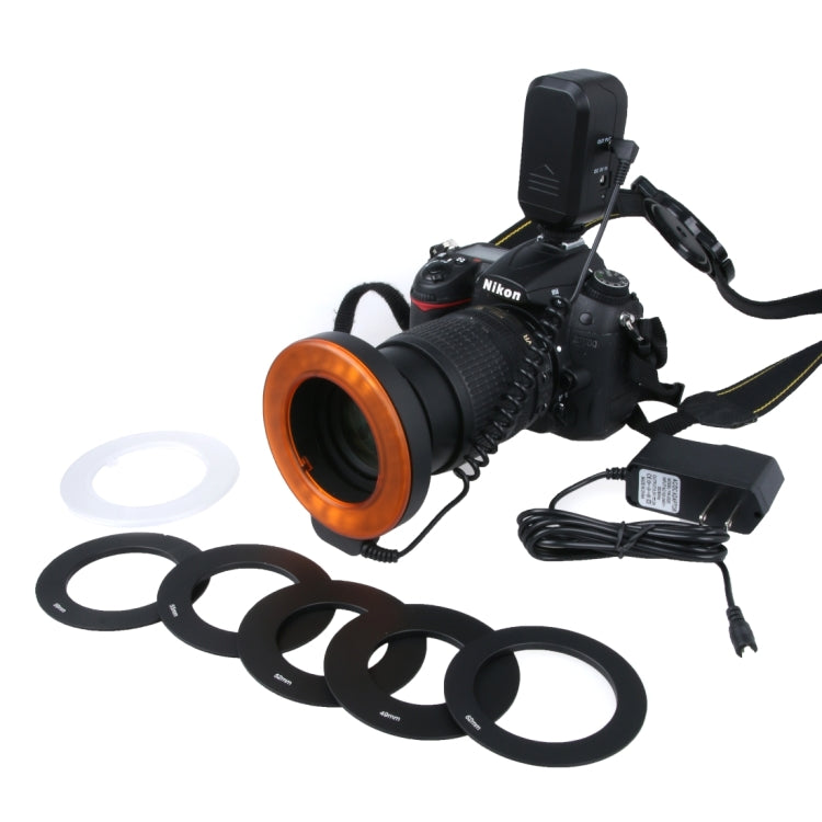 Circular LED Flash Light with 48 LED Lights & 6 Adapter Rings(49mm/52mm/55mm/58mm/62mm/67mm) for Macro Lens