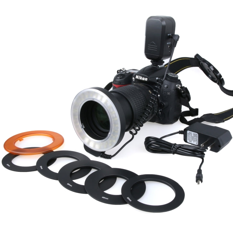 Circular LED Flash Light with 48 LED Lights & 6 Adapter Rings(49mm/52mm/55mm/58mm/62mm/67mm) for Macro Lens