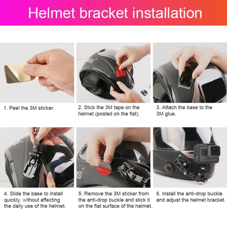 Cycling Helmet Adhesive Multi-Joint Arm Fixed Mount Set with J-Hook Buckle Mount & Screw for DJI Osmo Action, GoPro HERO10 Black /9 Black / HERO8 Black /7 /6 /5 /5 Session /4 Session /4 /3+ /3 /2 /1, Xiaoyi and Other Action Cameras