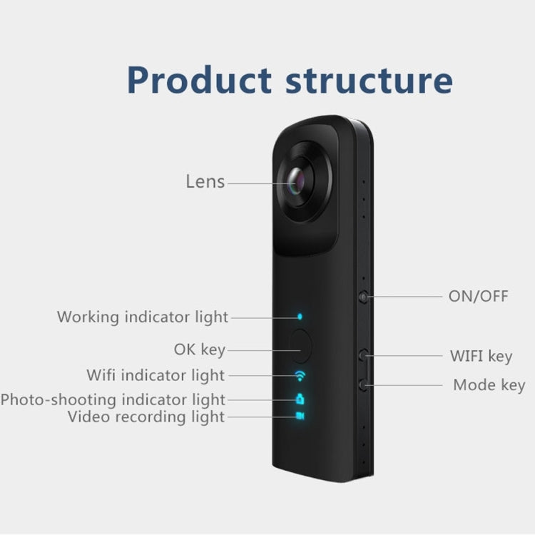 G601 12MP Dual Lens 720 Degree Panorama Sport Action Camera, Support WiFi & 128GB Micro SD Card