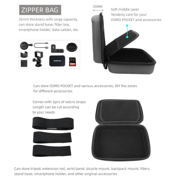 Sunnylife Universal DIY Shockproof Waterproof Portable Storage Box for DJI Osmo Action / Pocket , Size: 24.6cm x 17.1cm x 8.1cm