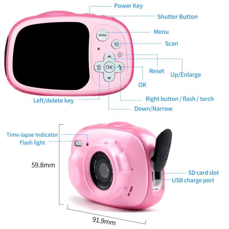 OUKITEL Q1 5.0 MP 2.0 inch HD Screen Digital DV Camera for Children, Support 32GB TF Card IP68 Waterproof