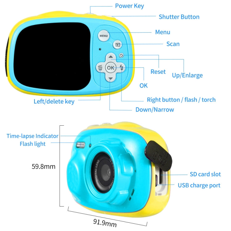 OUKITEL Q1 5.0 MP 2.0 inch HD Screen Digital DV Camera for Children, Support 32GB TF Card IP68 Waterproof
