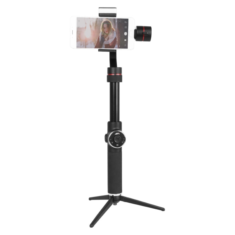 AFI V5 Smooth 3-Axis Handheld Aluminum Brushless Gimbal Stabilizer with Tripod Mount & Fill Light for Smartphones within 6 inch, Support Face Tracking(Black)