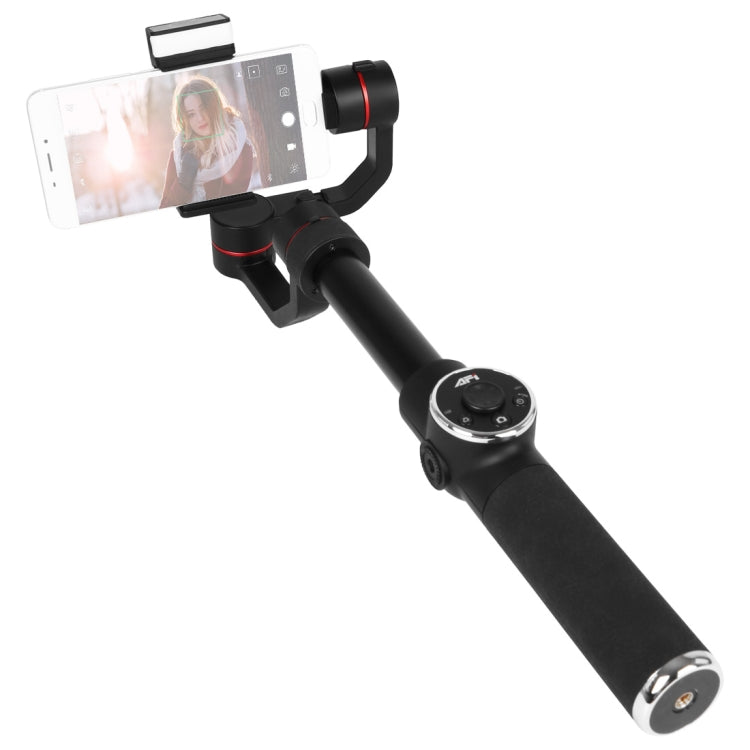 AFI V5 Smooth 3-Axis Handheld Aluminum Brushless Gimbal Stabilizer with Tripod Mount & Fill Light for Smartphones within 6 inch, Support Face Tracking(Black)