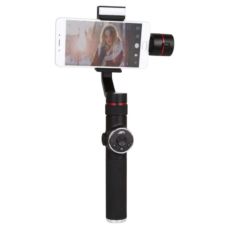 AFI V5 Smooth 3-Axis Handheld Aluminum Brushless Gimbal Stabilizer with Tripod Mount & Fill Light for Smartphones within 6 inch, Support Face Tracking(Black)