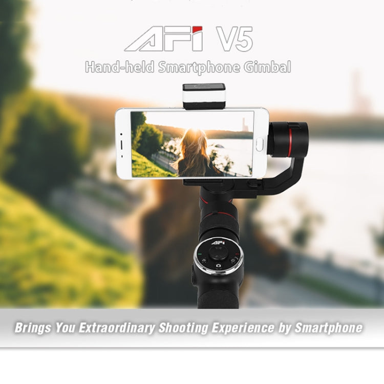 AFI V5 Smooth 3-Axis Handheld Aluminum Brushless Gimbal Stabilizer with Tripod Mount & Fill Light for Smartphones within 6 inch, Support Face Tracking(Black)