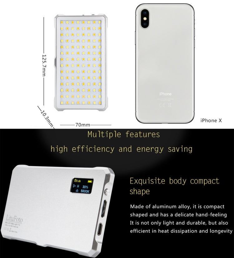 F12 Pocket 112 LEDs 1080LUX Professional Vlogging Photography Video & Photo Studio Light with OLED Display for Canon / Nikon DSLR Cameras(White)