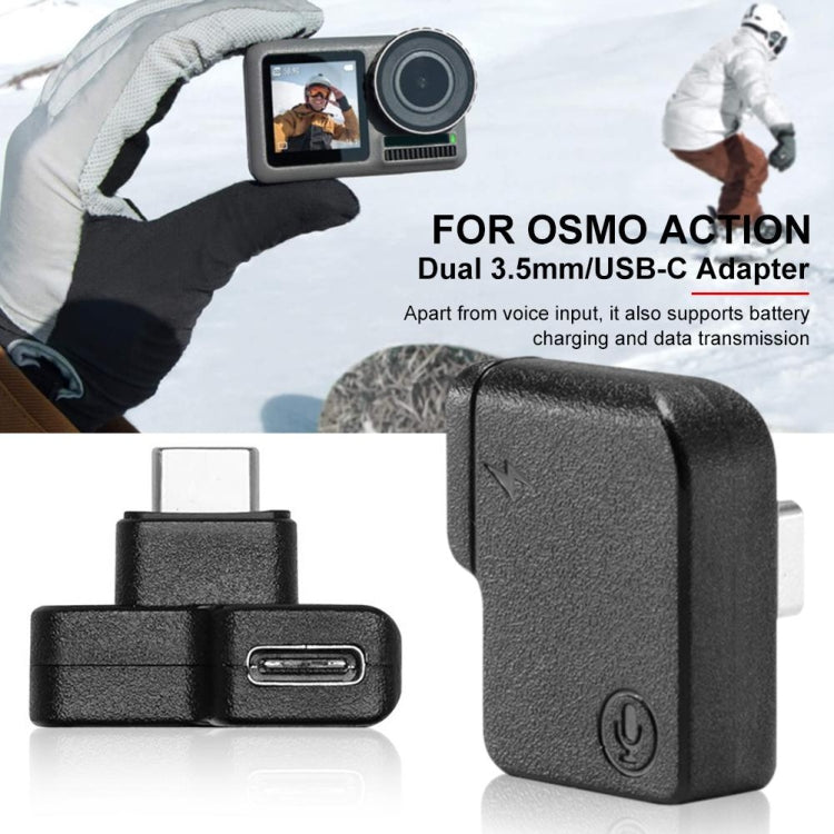 3.5mm + USB-C / Type-C to USB-C / Type-C Mic Mount Microphone Charging Audio Connector Adapter for DJI OSMO Action