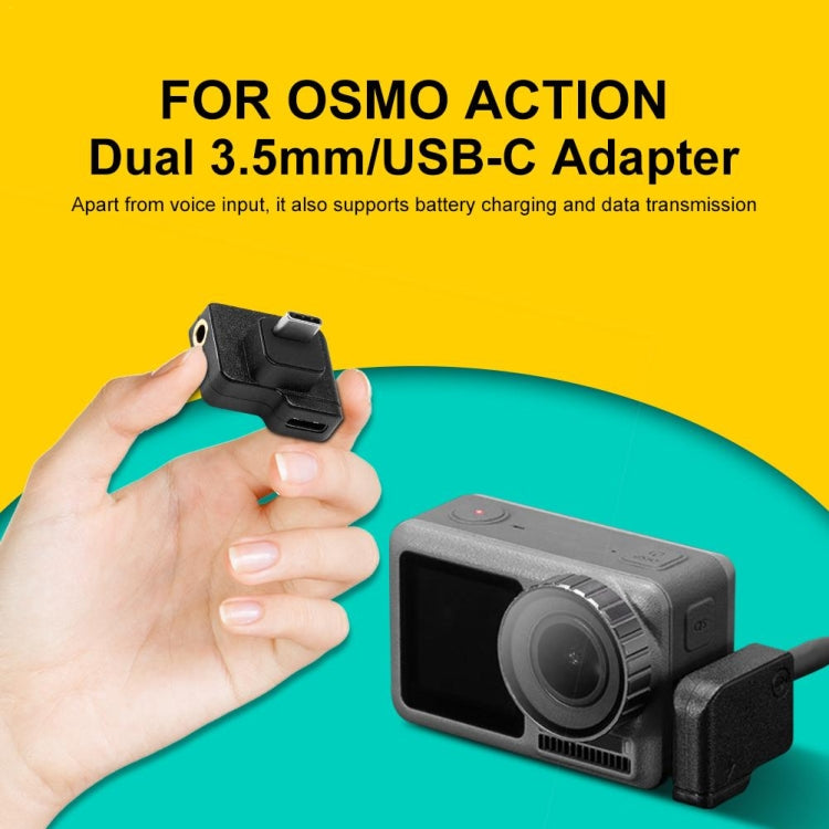 3.5mm + USB-C / Type-C to USB-C / Type-C Mic Mount Microphone Charging Audio Connector Adapter for DJI OSMO Action