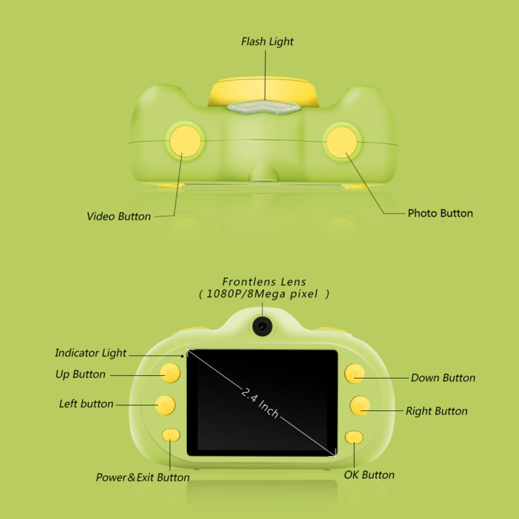 P8 2.4 inch Eight-megapixel Dual-lens Children Camera, Support for 32GB TF Card