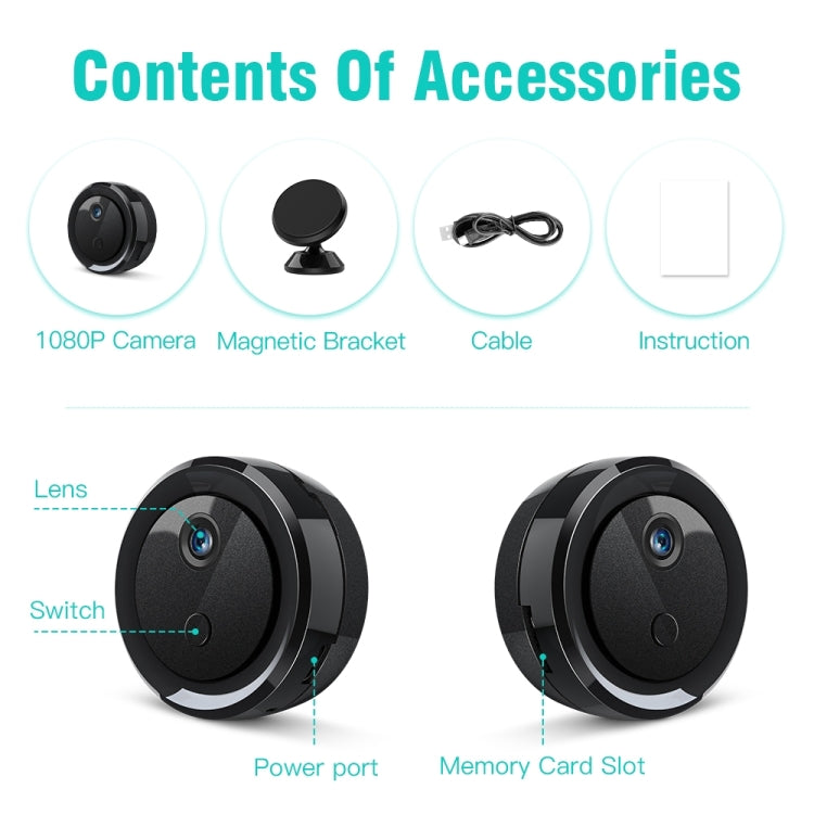 L26 Full HD 1080P WiFi Mini DV Recorder Camera, Support Night Vision & Loop Recording & TF Card