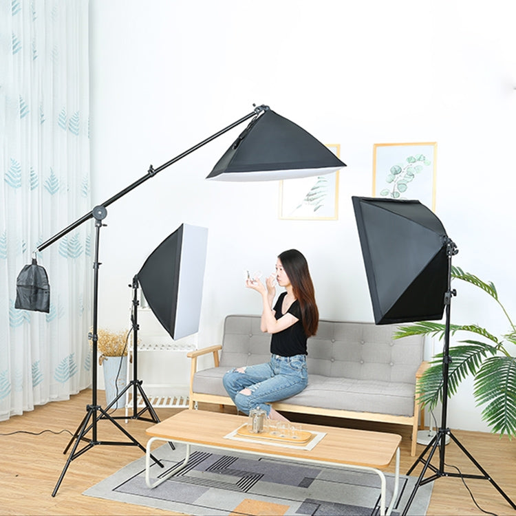 50x70cm Single Light Softbox + 2m Photography Lighting Tripod Mount Stand + Arm Jib Crossbar Bracket Studio Flash Light Set