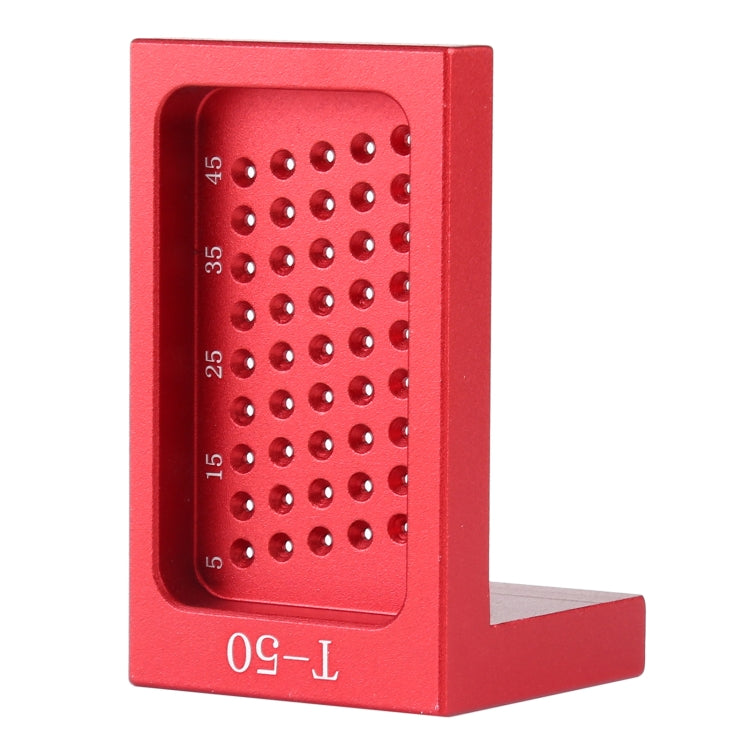 T50 L-Shaped Woodworking Aluminum Alloy Holes Ruler Marking Fixing Tool