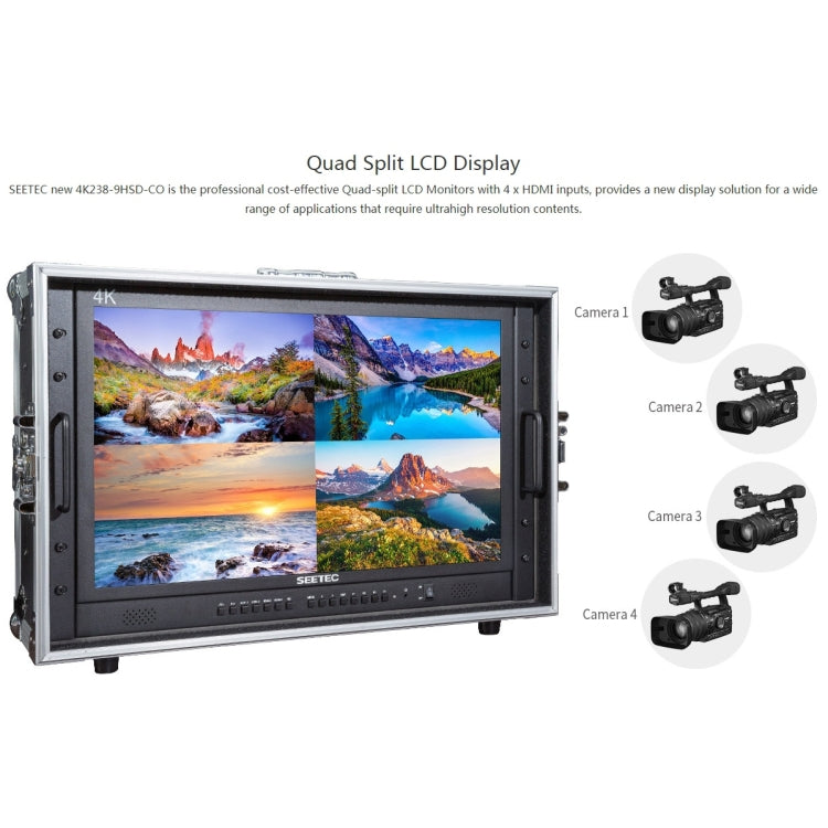 SEETEC 4K238-9HSD-CO 3840x2160 23.8 inch HDMI 4K Ultra HD Director Box Camera Field Monitor, Support Four Screen Split