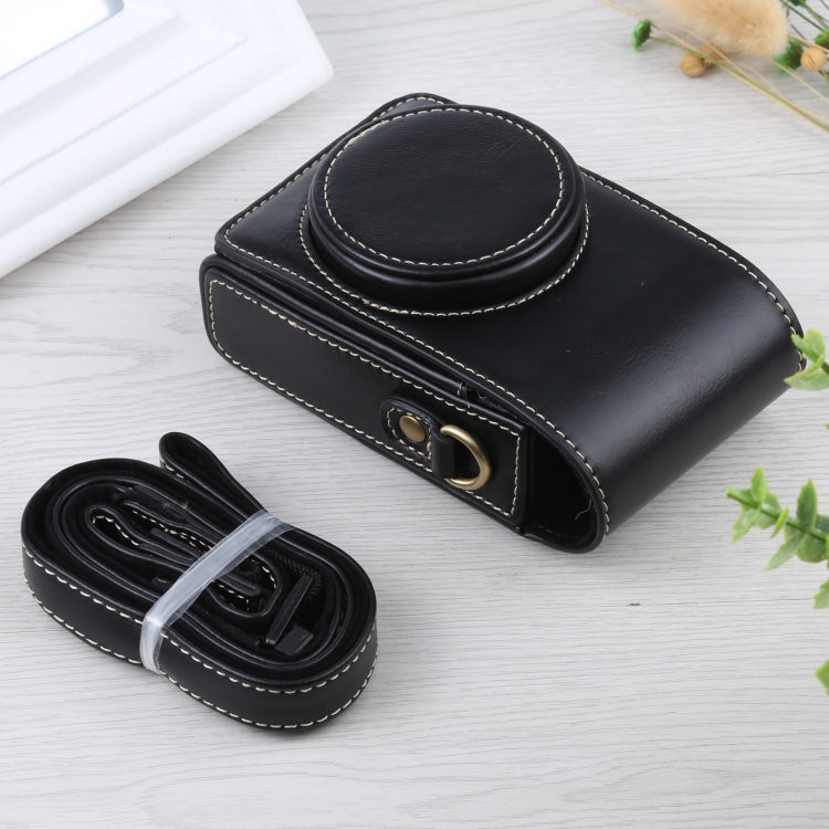Vertical Flip Full Body Camera PU Leather Case Bag with Strap for Ricoh GR III / GRII, Sony ZV-1 / DSC-RX100M7 / RX100M6 / RX100M5 / RX100M2