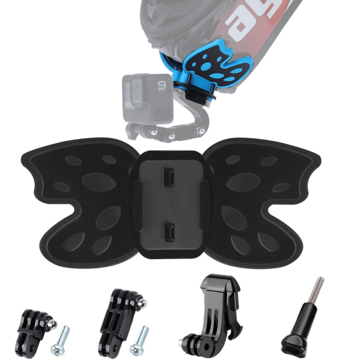 Butterfly Helmet Mount Adapter with 3-Way Pivot Arm & J-Hook Buckle & Long Screw for GoPro Hero11 Black / HERO10 Black /9 Black /8 Black /7 /6 /5 /5 Session /4 Session /4 /3+ /3 /2 /1, DJI Osmo Action and Other Action Cameras