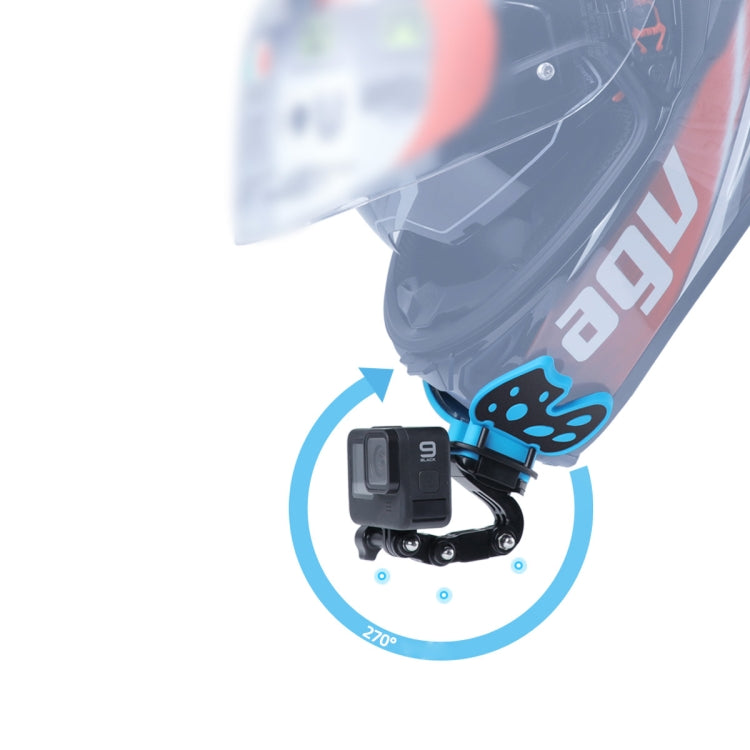 Butterfly Helmet Mount Adapter with 3-Way Pivot Arm & J-Hook Buckle & Long Screw for GoPro Hero11 Black / HERO10 Black /9 Black /8 Black /7 /6 /5 /5 Session /4 Session /4 /3+ /3 /2 /1, DJI Osmo Action and Other Action Cameras