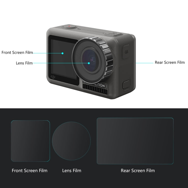 Lens + Front and Back LCD Display Tempered Glass Film for DJI Osmo Action
