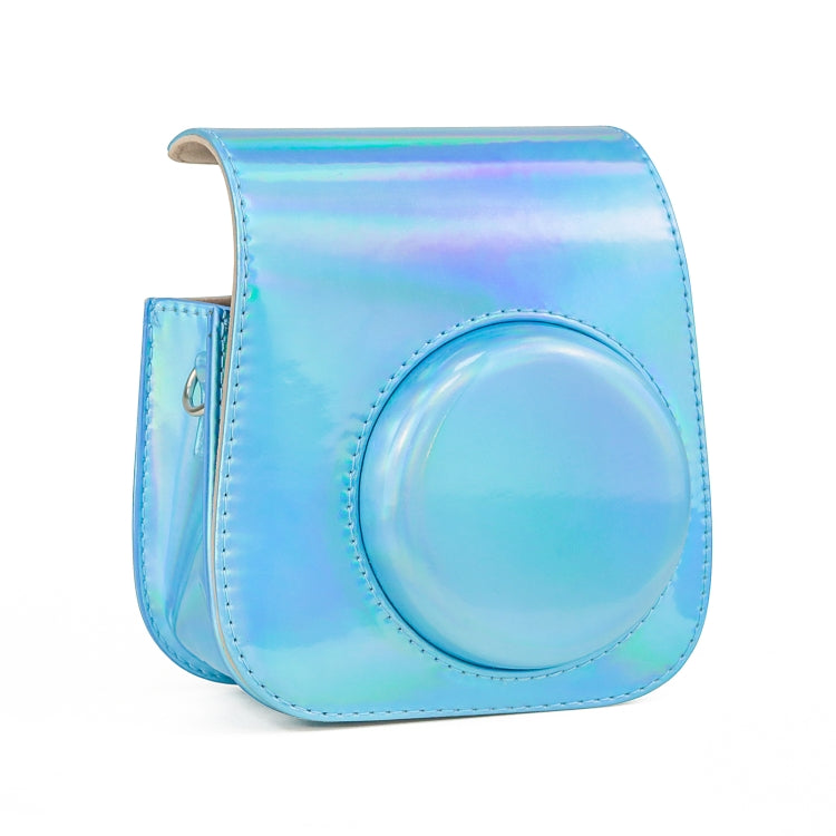 Aurora Color Leather Case Full Body Camera Bag with Shoulder Strap for FUJIFILM Instax mini 11(Blue)