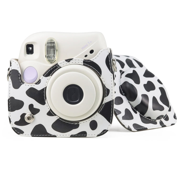 Milk Cow Full Body PU Leather Case Camera  Bag with Strap for FUJIFILM instax mini 7+