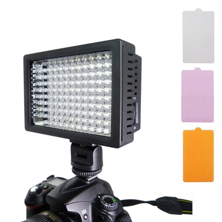HD-126 White Light LED Video Light on-Camera Photography Lighting Fill Light for Canon, Nikon, DSLR Camera with 3 Filter Plates