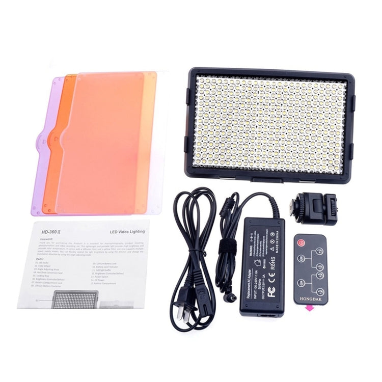 HD-360 White Light LED Video Light on-Camera Photography Lighting Fill Light for Canon, Nikon, DSLR Camera with 3 Filter Plates & Remote Control