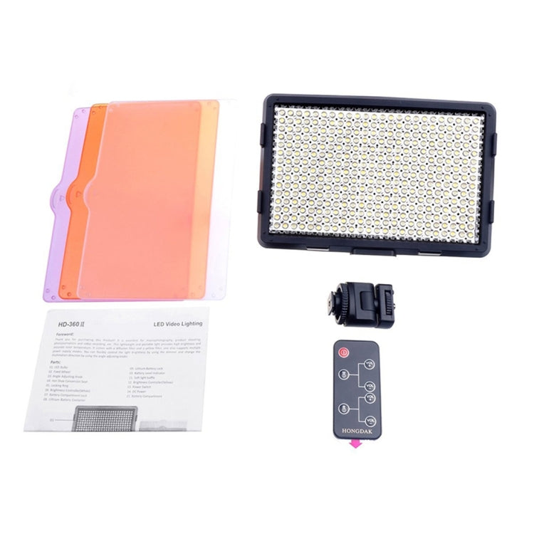 HD-360II 180 White Light + 180 Warm White Light LED Video Light on-Camera Photography Lighting Fill Light for Canon, Nikon, DSLR Camera with 3 Filter Plates & Remote Control