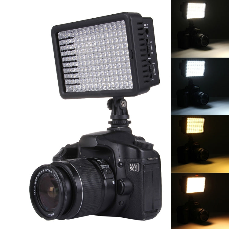 LED-5023 160 LED Dimmable Video Light on-Camera Photography Lighting Fill Light for Canon, Nikon, DSLR Camera with 2 Filter Plates
