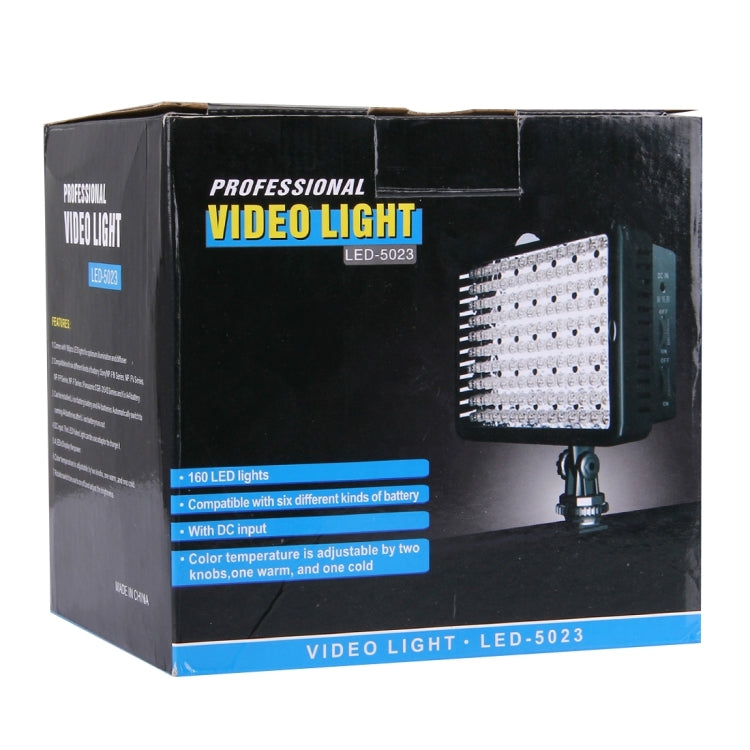 LED-5023 160 LED Dimmable Video Light on-Camera Photography Lighting Fill Light for Canon, Nikon, DSLR Camera with 2 Filter Plates