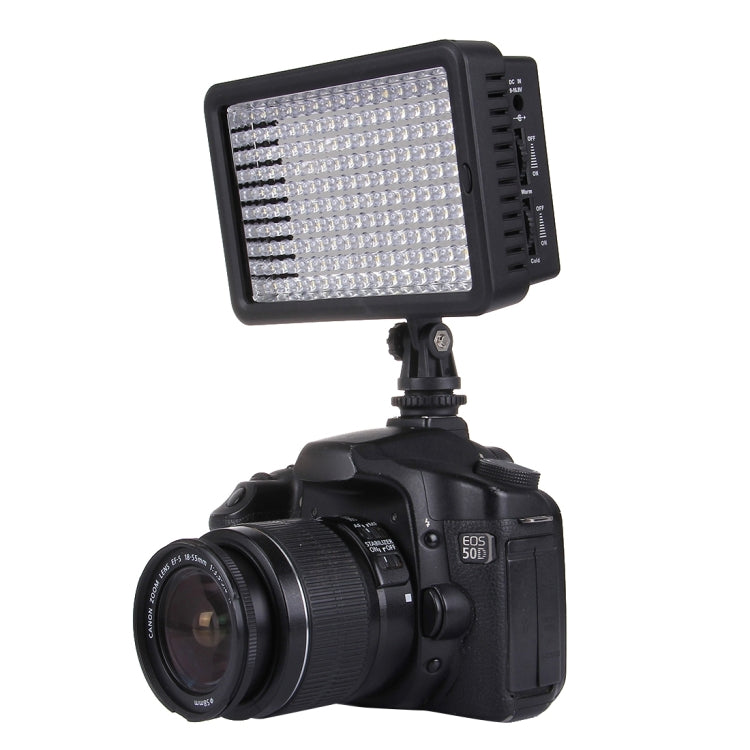 LED-5023 160 LED Dimmable Video Light on-Camera Photography Lighting Fill Light for Canon, Nikon, DSLR Camera with 2 Filter Plates
