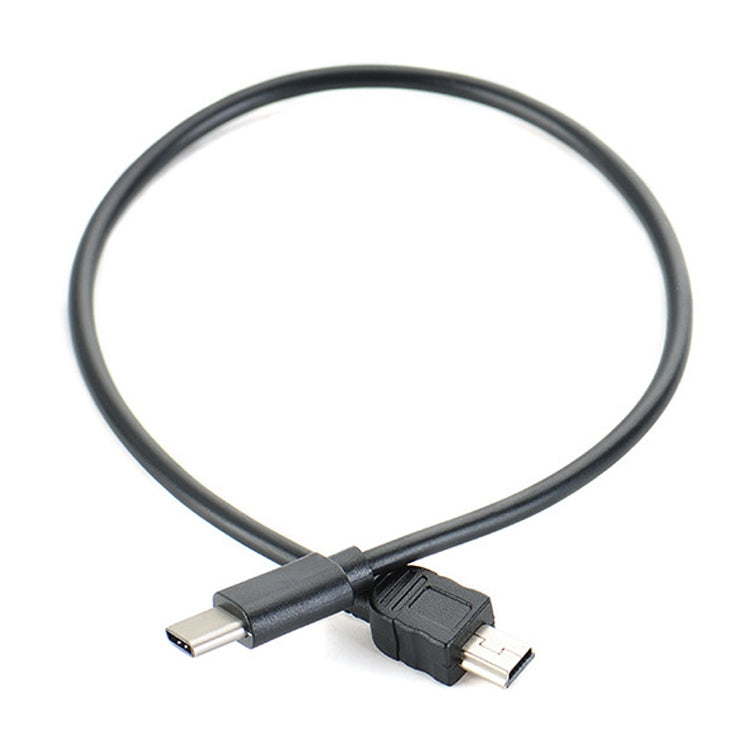 5 PCS 30cm Type-C / USB-C to Mini 5 Pin USB OTG Phone Data Cable for Canon (Black)