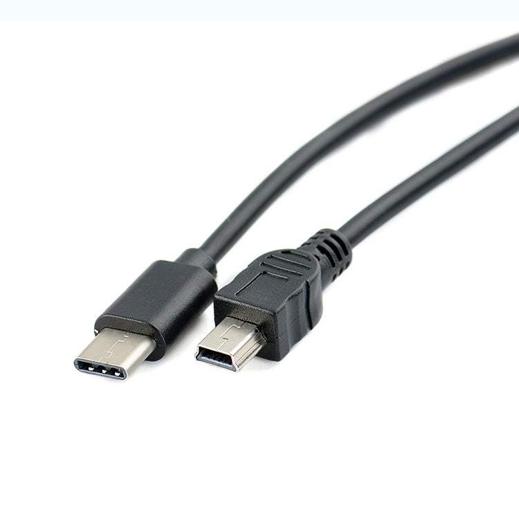5 PCS 30cm Type-C / USB-C to Mini 5 Pin USB OTG Phone Data Cable for Canon (Black)