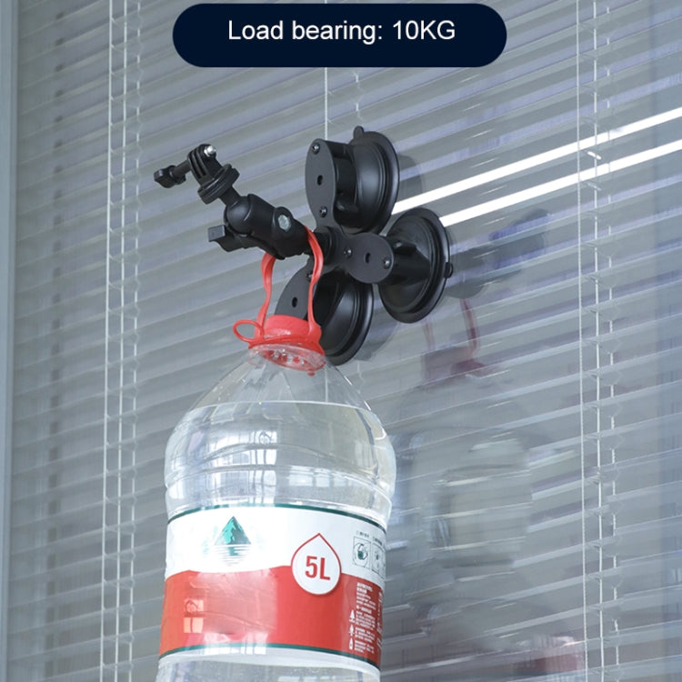 Triangle Suction Cup Mount Phone Holder with Tripod Adapter & Steel Tether & Safety Buckle (Black)