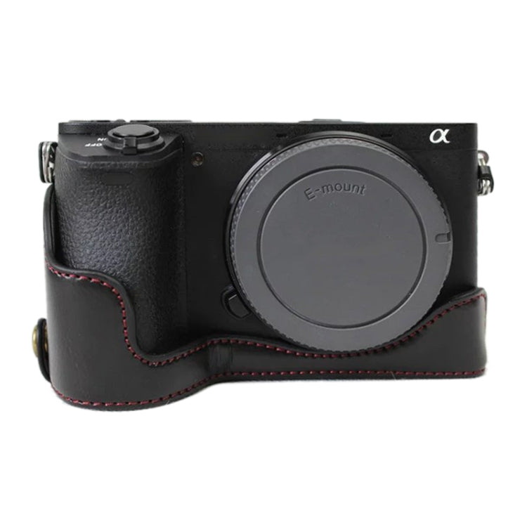 1/4 inch Thread PU Leather Camera Half Case Base for Sony ILCE-A6500 / A6500