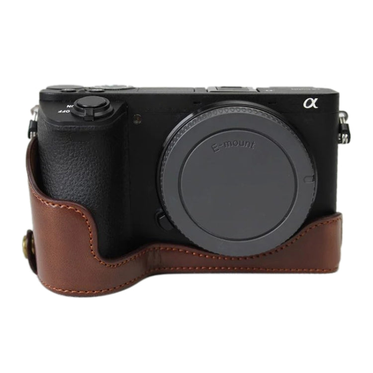1/4 inch Thread PU Leather Camera Half Case Base for Sony ILCE-A6500 / A6500