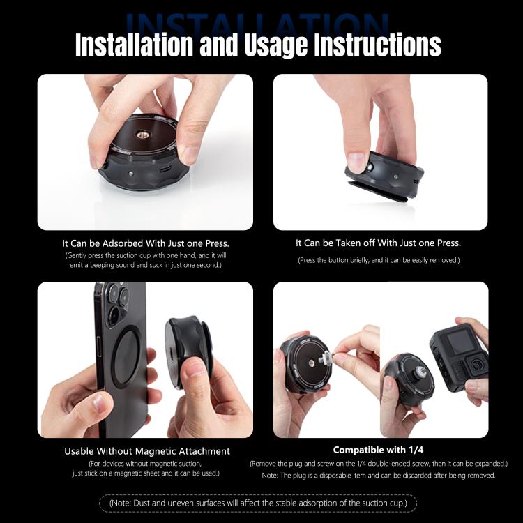 STARTRC Universal Electric Magnetic Suction Cup Mount  - Black